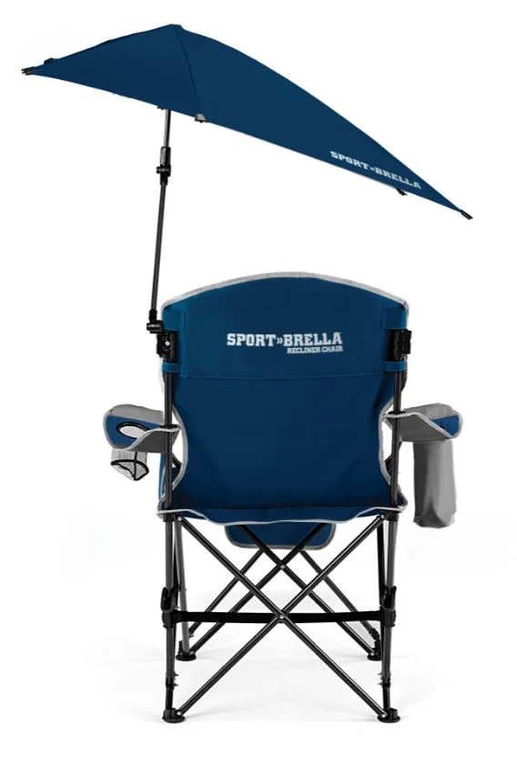 Sport-Brella Verstelbare Campingstoel - Visstoel - Strandstoel met Parasol - Blauw - Tweedekans