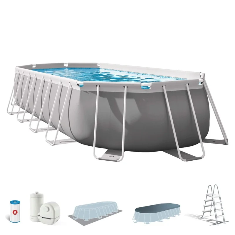 Intex Piscina Desmontable Ovalada Prism Frame 610x305x122 cm Gris