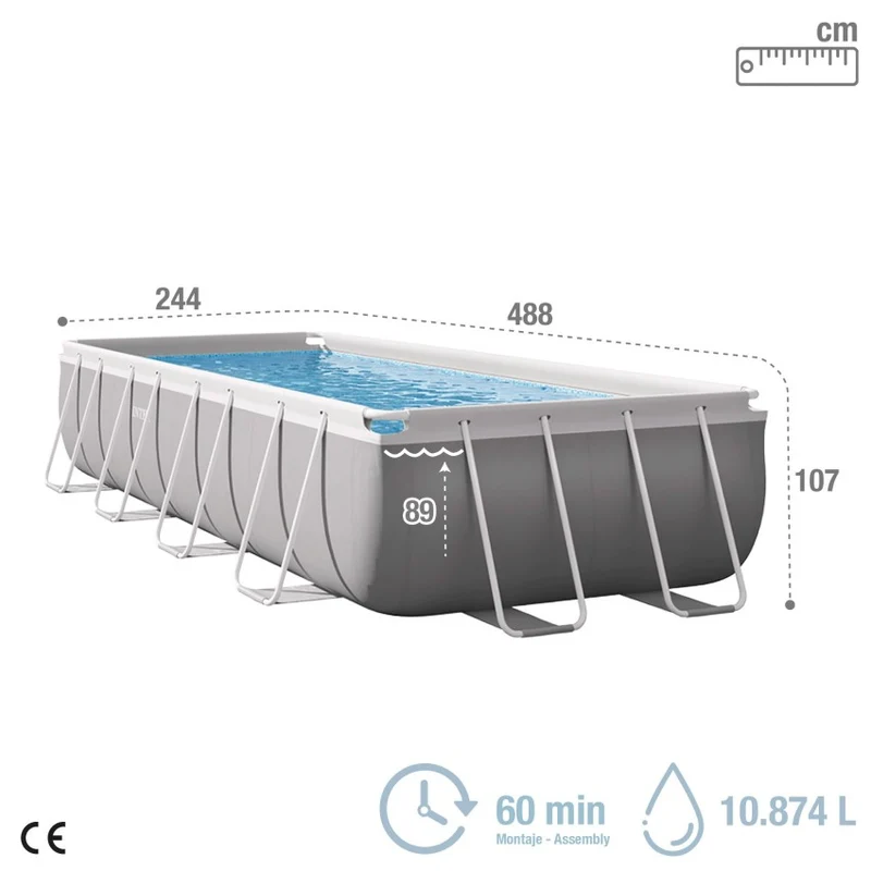 INTEX Prism Frame Piscina Rectangular 488x244x107 cm con Depuradora