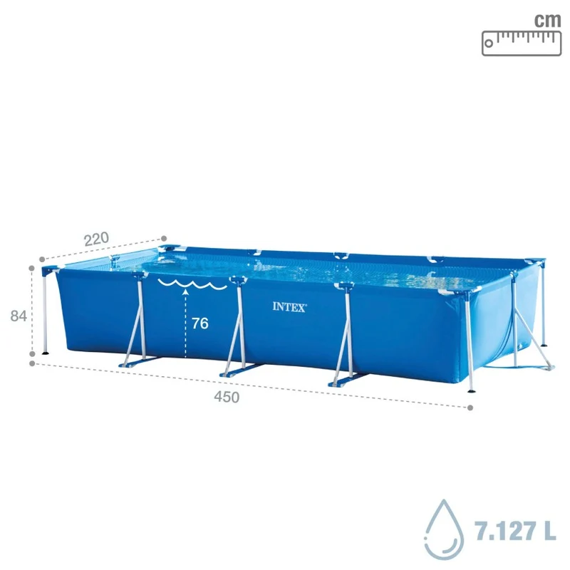 Intex Metal Frame Piscina Desmontable Rectangular 450x220x84cm Depuradora