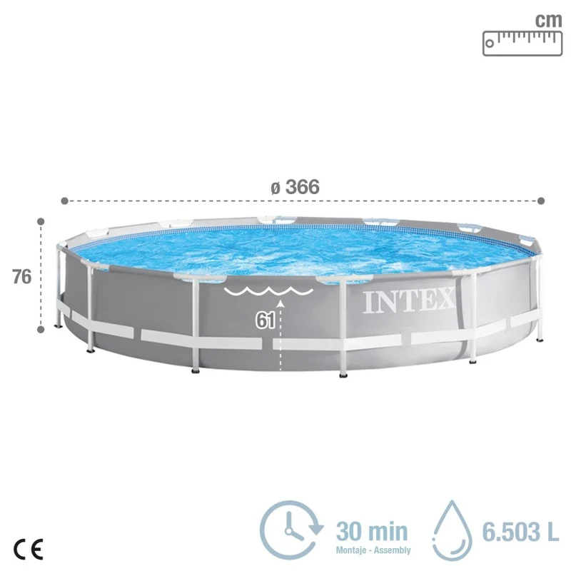 Intex Prism Frame Piscina Desmontable Redonda 366x76cm con Depuradora