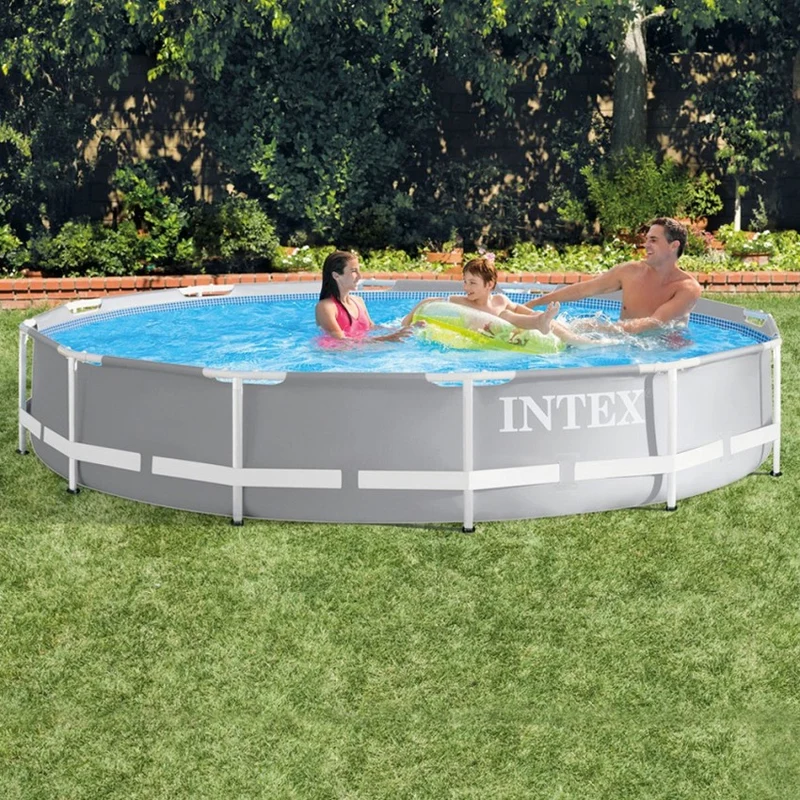 Intex Prism Frame Piscina Desmontable Redonda 3.6m Gris
