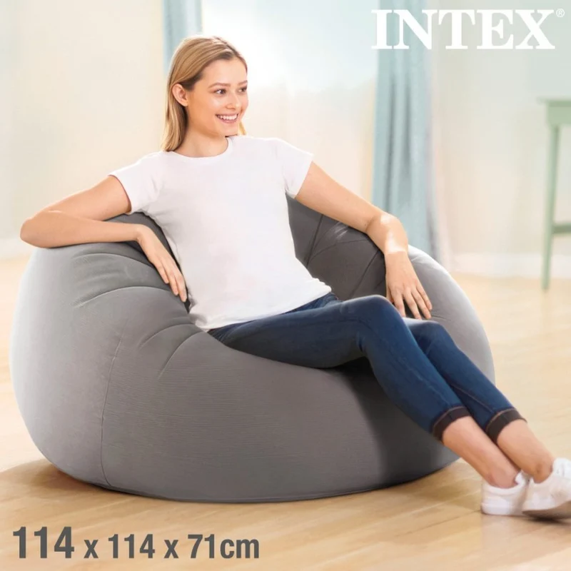 Intex Beanless Bag Sillón Hinchable Ergonómico Gris 114x114x71cm