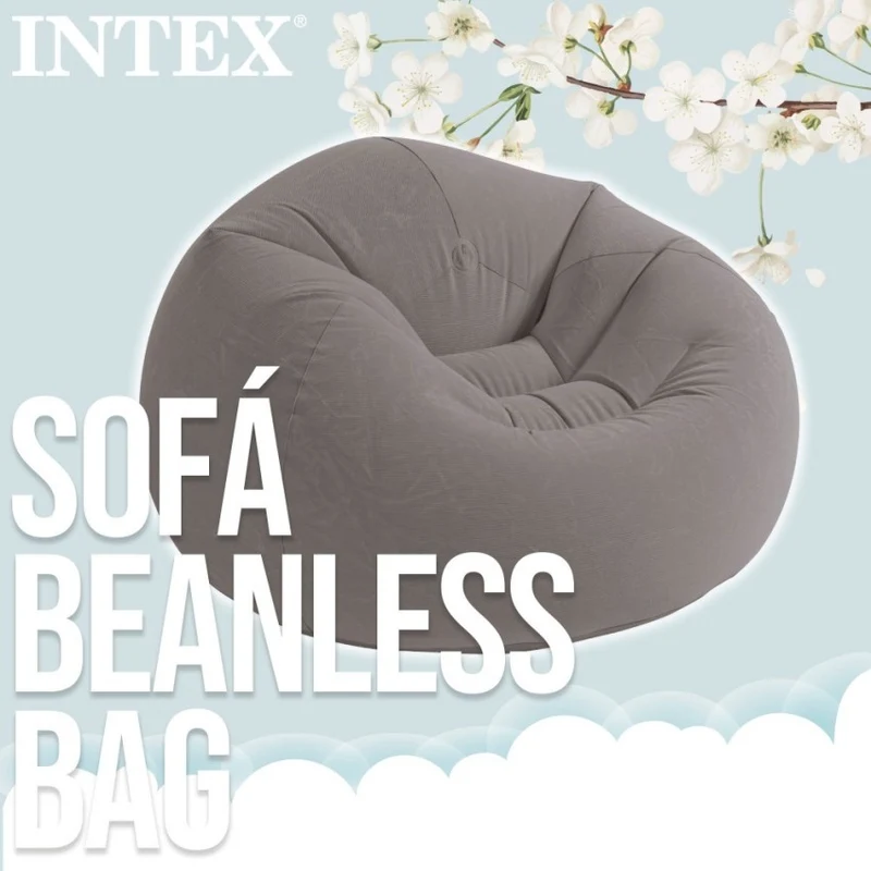 Intex Beanless Bag Sillón Hinchable Ergonómico Gris 114x114x71cm