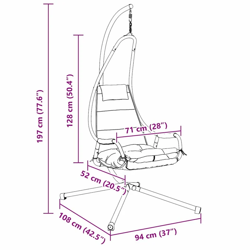 Hangende Ei-Stoel Staal 94 X 107 X 196,5 Cm