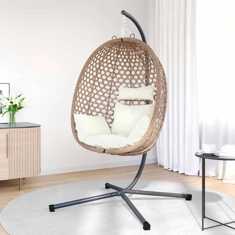 Hangende Ei-Stoel Poly Rattan 104 X 100 X 191 Cm Koffiebruin