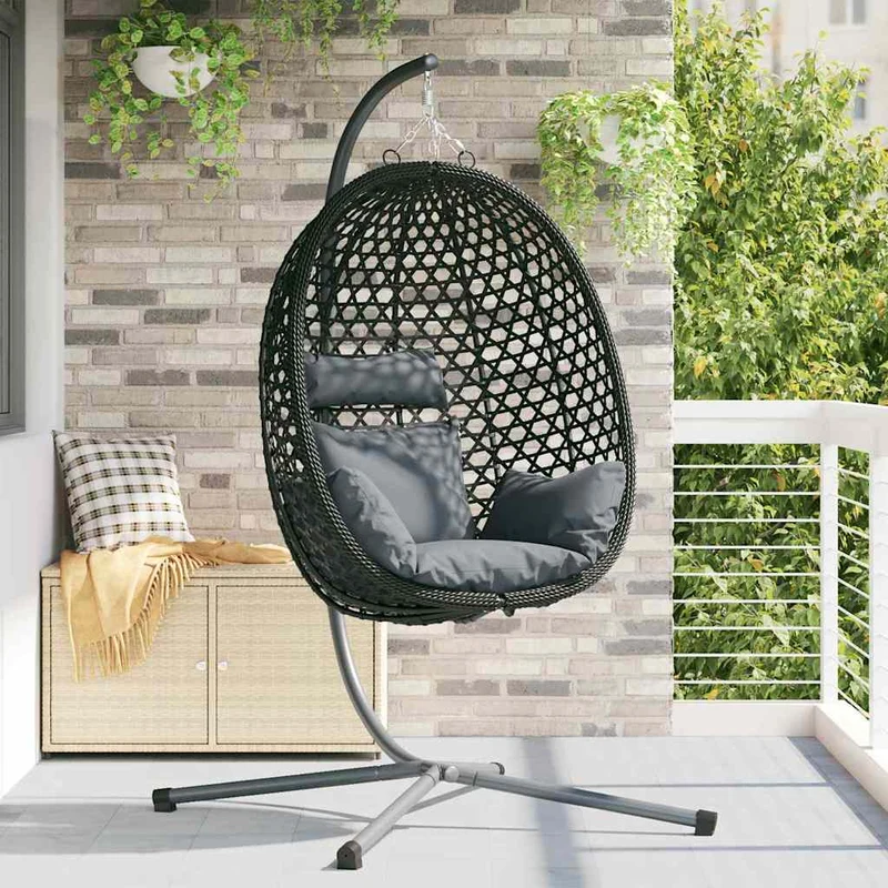 Hangende Ei-Stoel Poly Rattan 104 X 100 X 191 Cm Koffiebruin