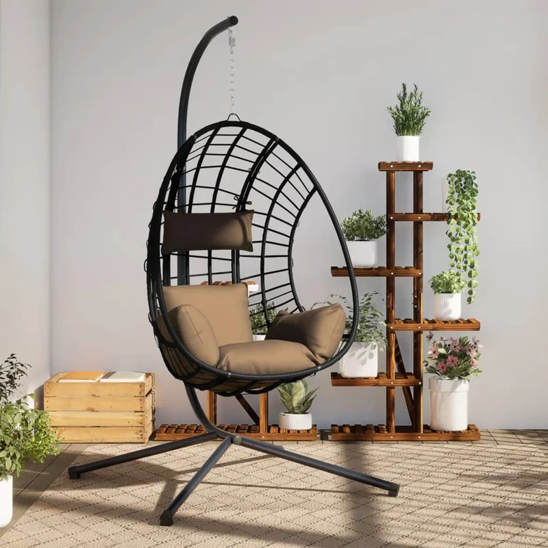 Hangstoel Met Standaard Rattan En Staal