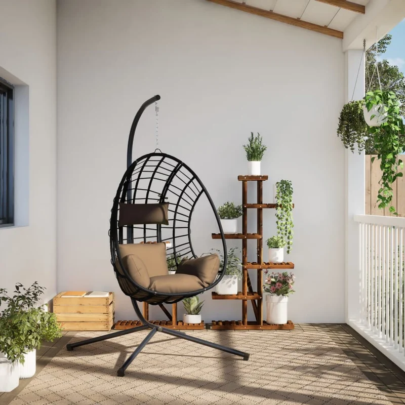 Hangstoel Met Standaard Rattan En Staal