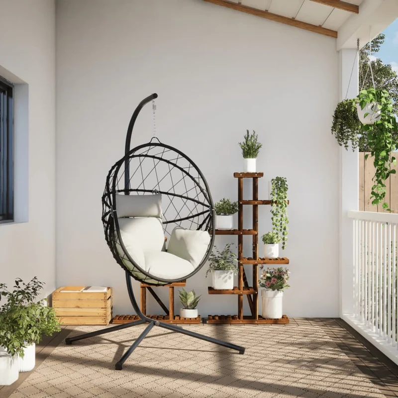 Hangstoel Met Standaard Rattan En Staal