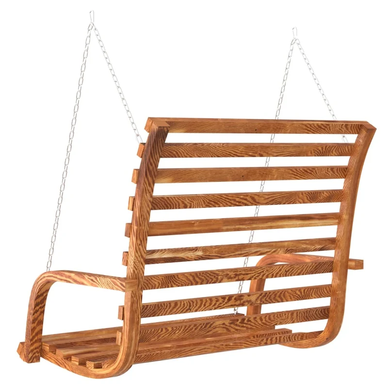 Schommelbank 126X63X92 Cm Gebogen Hout Met Teakafwerking