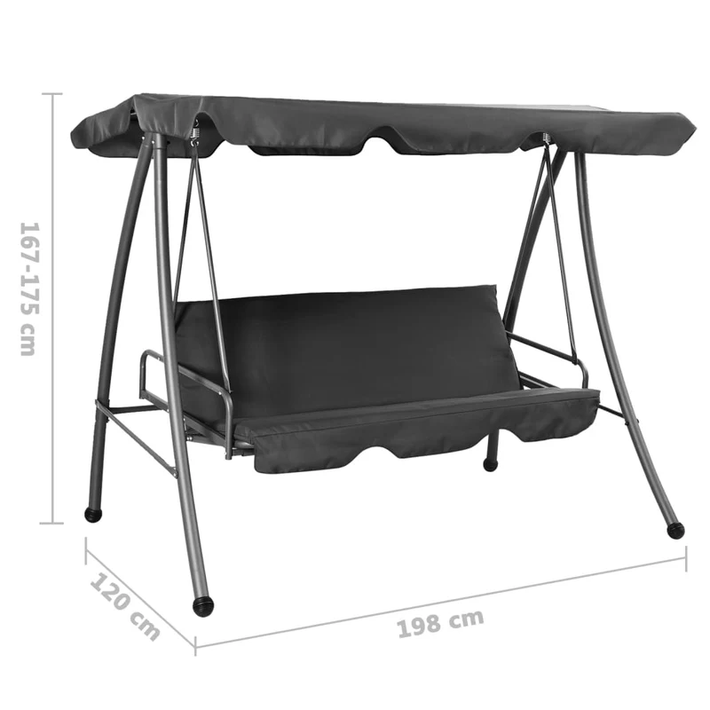 Schommelbank Voor Buiten Met Dak 192X118X175 Cm Staal