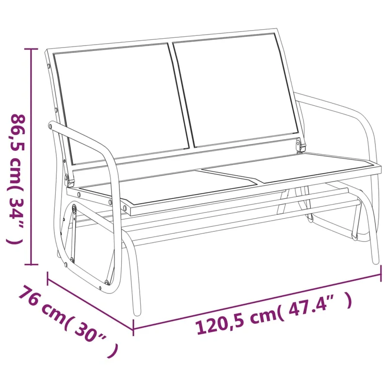 Schuifbank Tuin 120,5X76X86,5 Cm Textielfolie En Staal