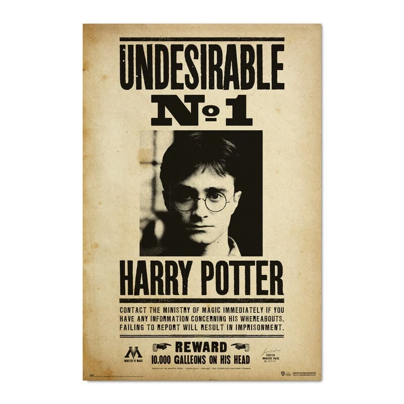 Poster Harry Potter Undesirable No. 1 61x91.5 cm Beige e Nero Peraga Christmas
