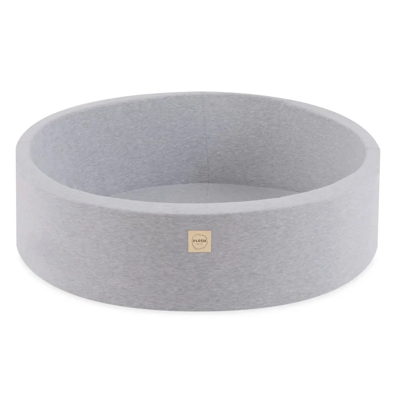 Piscine à balles - ronde 90x30 cm, gris clair en coton (+ 200 boules rose perle argent, perle) – Plush Nest