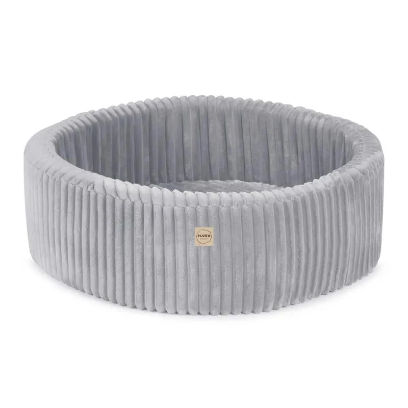 Piscine à balles - ronde 90x30 cm, Gris Puffy Lamell (+ 200 boules perle, bleue, argent ) – Plush Nest