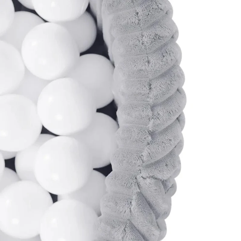 Piscine à balles - ronde 90x30 cm, Gris Puffy Lamell (+ 200 boules perle, bleue, argent ) – Plush Nest