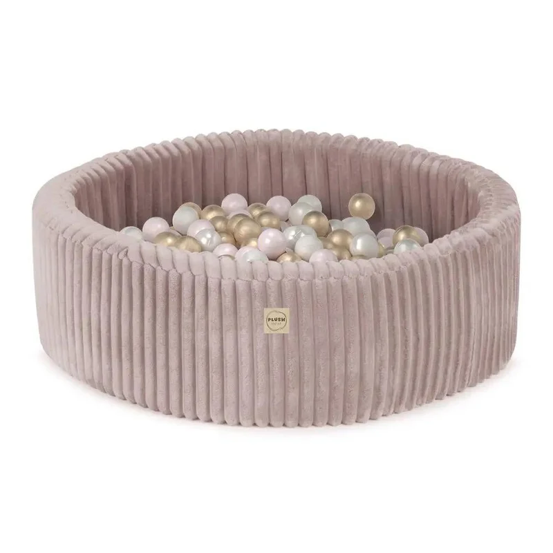 Piscine à balles - ronde 90x30 cm, Puffy Lamell Rose (+ 200 boules rose, dorées, perle ) – Plush Nest