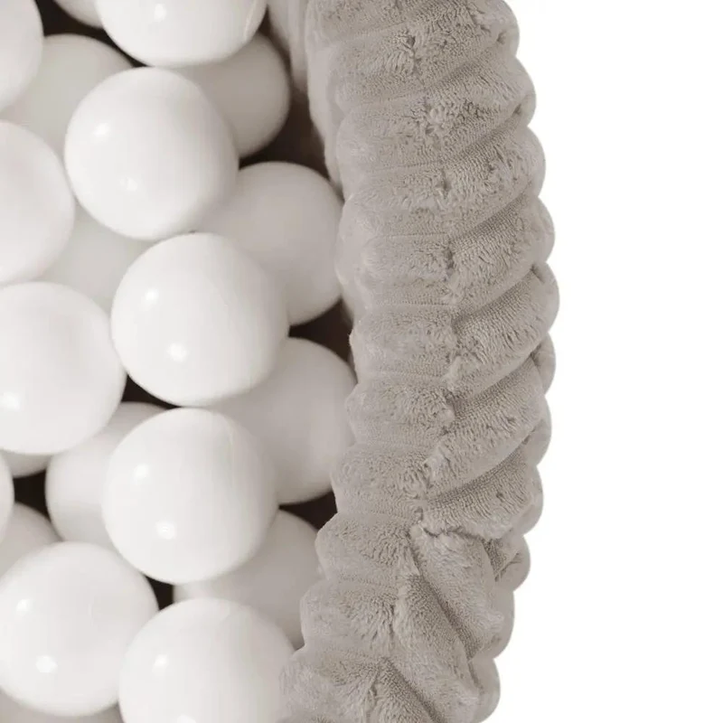 Piscine à balles - ronde 90x30 cm, beige Puffy Lamell (+ 200 boules dorées, perle, transparentes ) – Plush Nest