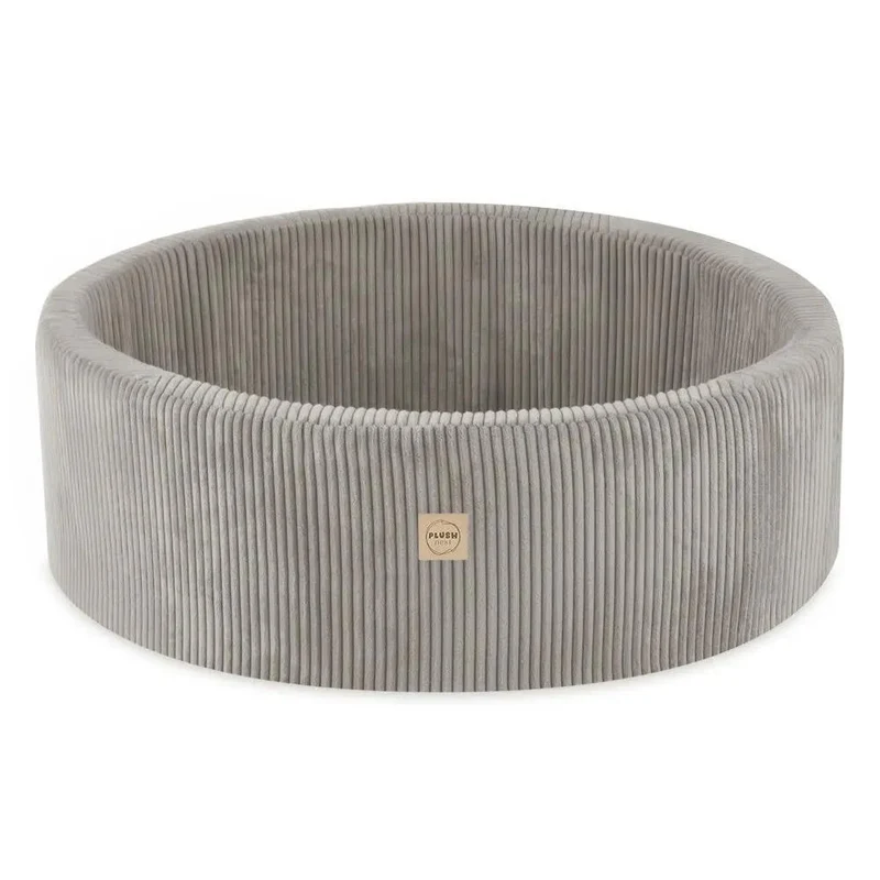 Piscine à balles - ronde 90x30 cm, beige velours côtelé (+ 200 boules perles, dorées, bleues ) – Plush Nest