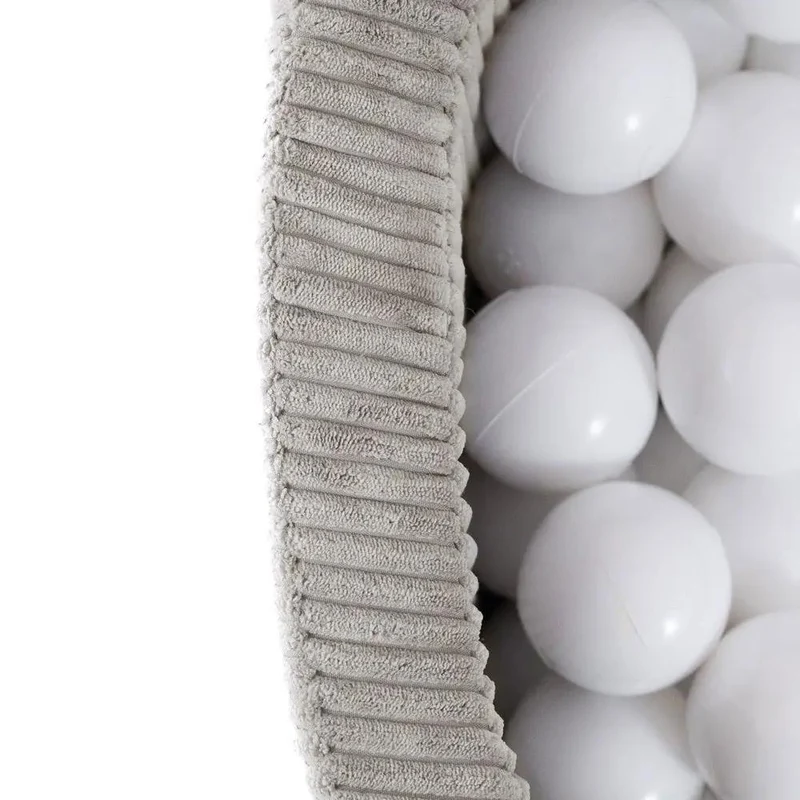 Piscine à balles - ronde 90x30 cm, beige velours côtelé (+ 200 boules perles, dorées, bleues ) – Plush Nest