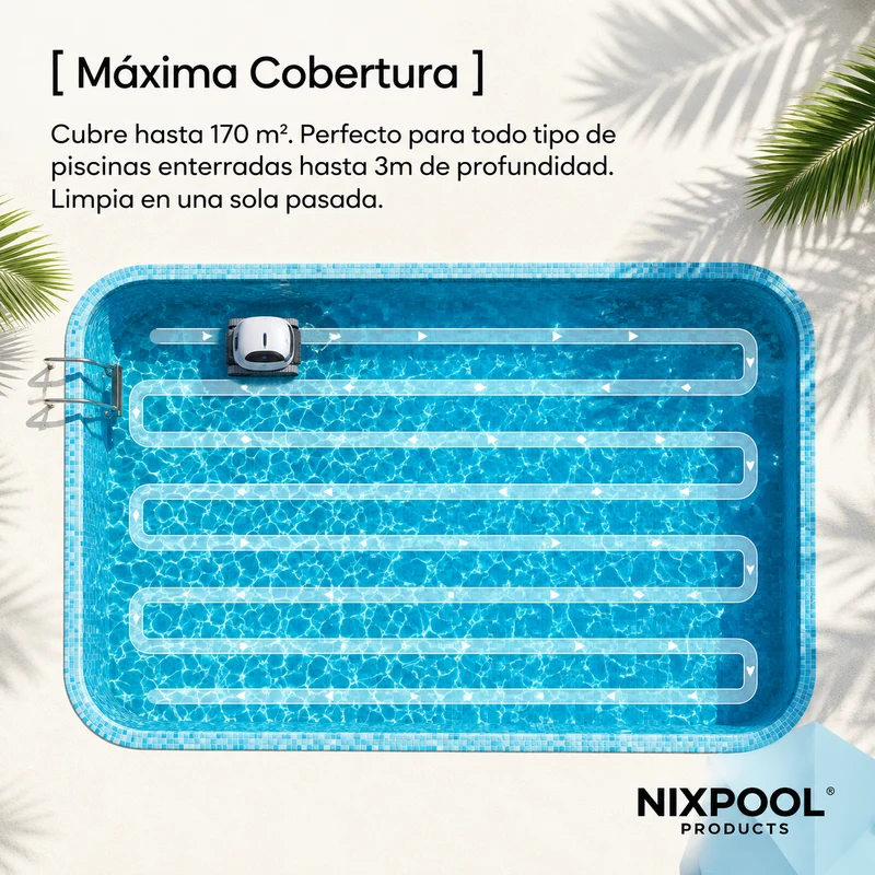 Nix Pool - Robot limpiafondos de piscina a batería sin cable QD40