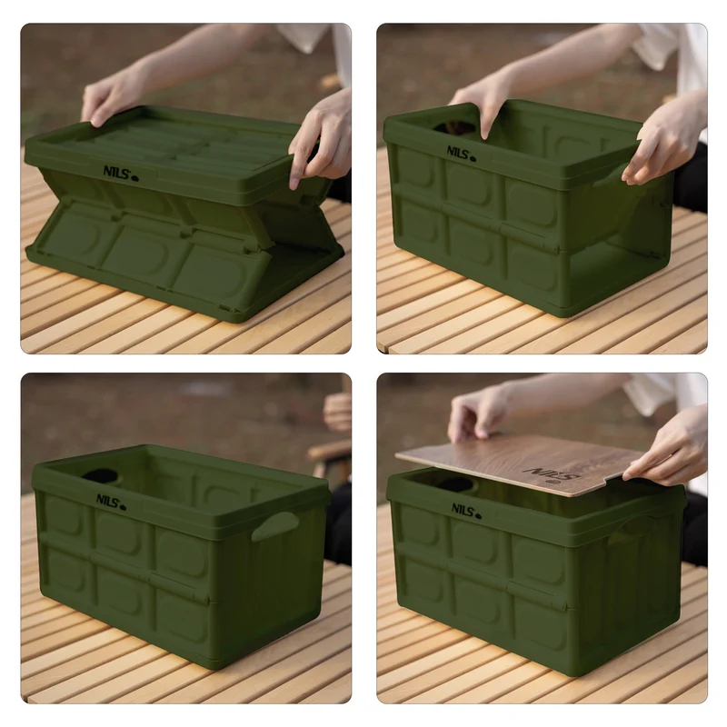 NILS Camp Opvouwbare Campingbox - 2-in-1 Tafelfunctie - Groen