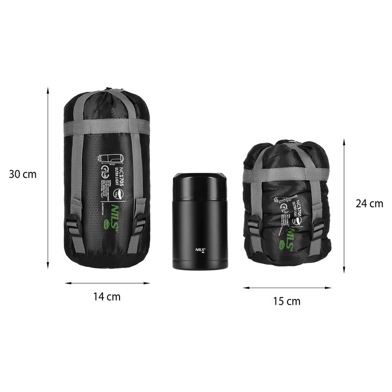 NILS Camp Ultra Light Slaapzak - 710 gr - Zwart/Groen
