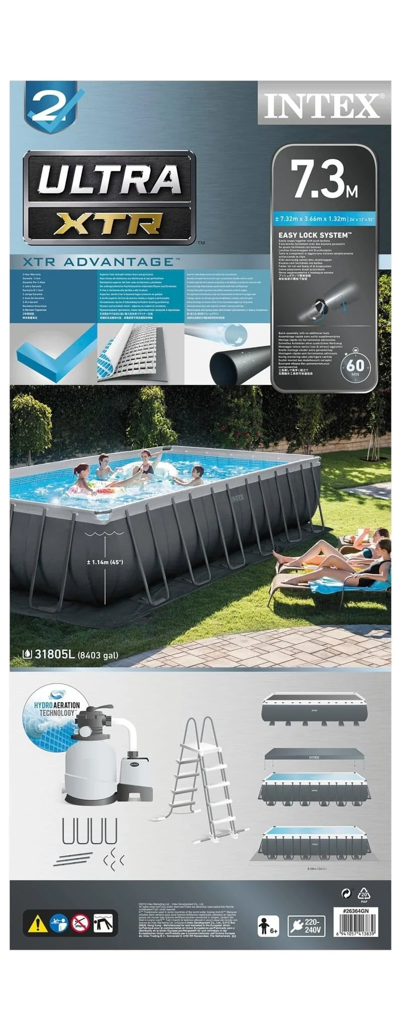 Intex Ultra XTR Frame Pool 732cm x 366cm x 132cm