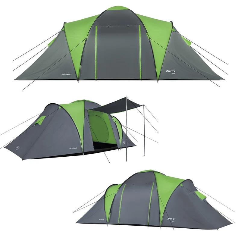 NILS Camp Highland Campingtent - Grijs/Groen