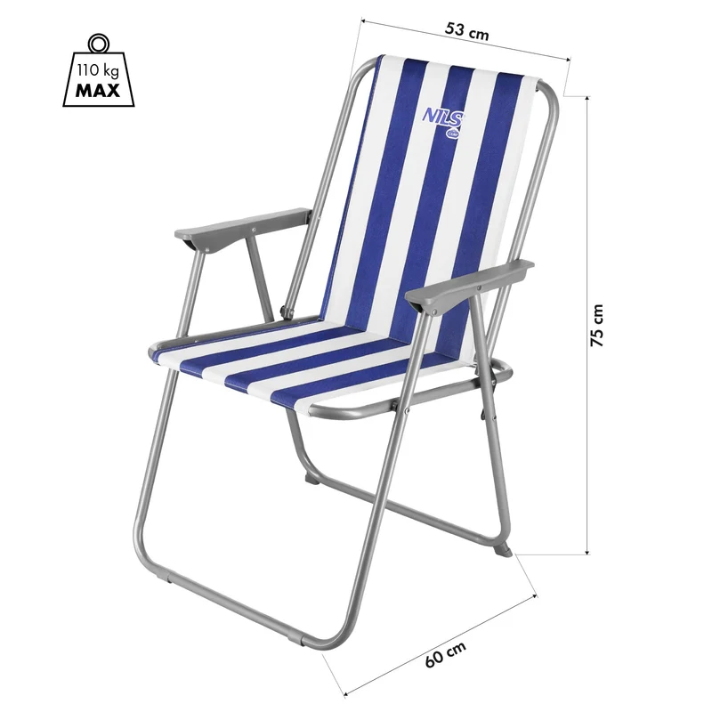 NILS Camp Opvouwbare Campingstoel - Blauw/Wit