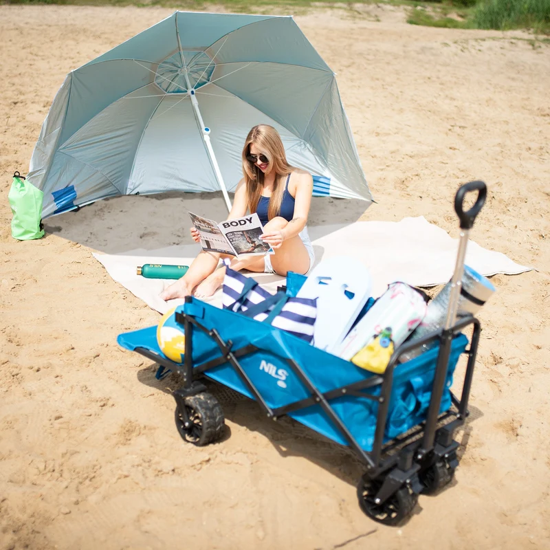 NILS Camp Strandparasol - 220 cm - Blauw