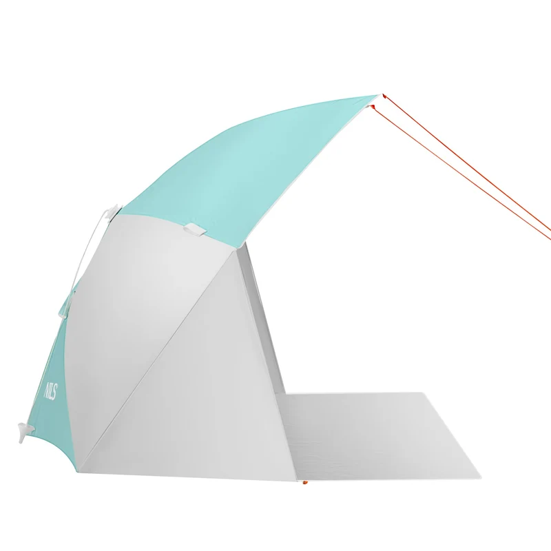 NILS Pop-up 2-in-1 Strandparasol en Windscherm - Mintblauw/Grijs
