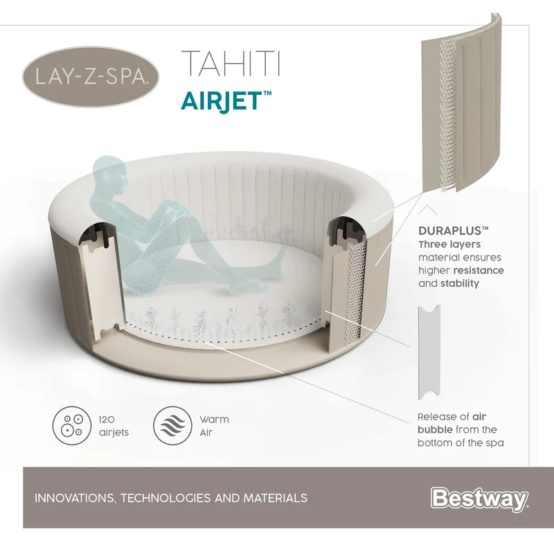 Lay-Z-Spa Tahiti AirJet opblaasbare spa, 4 persoons