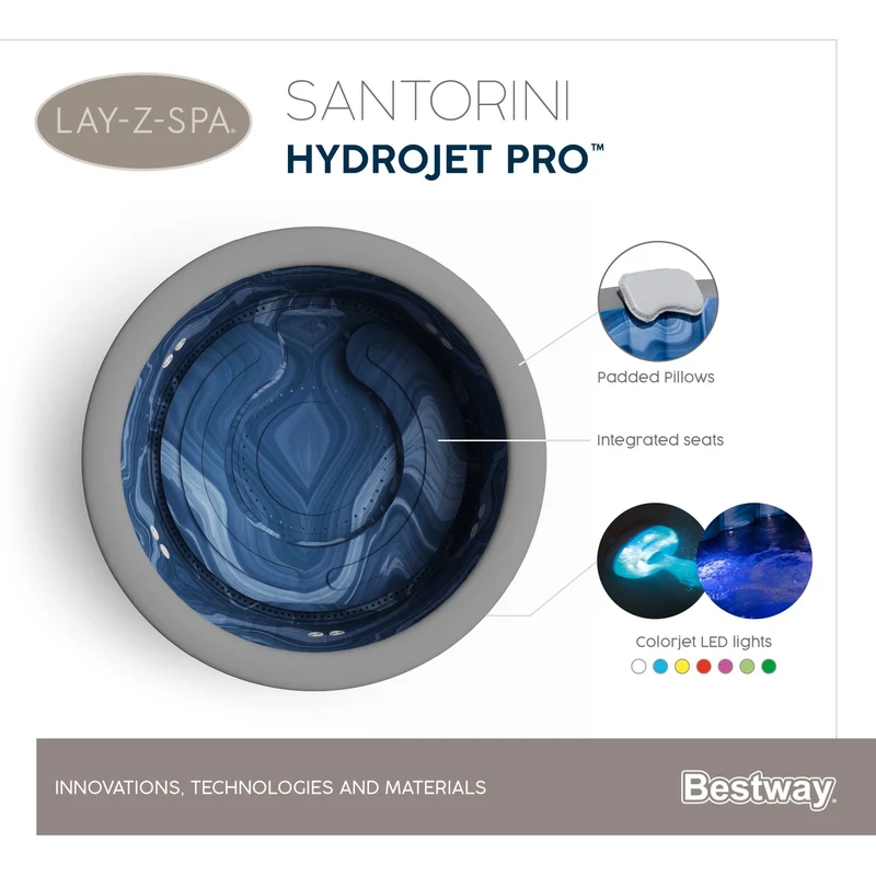 Lay-Z Spa Santorini HydroJet Pro opblaasbare spa - 7 persoons