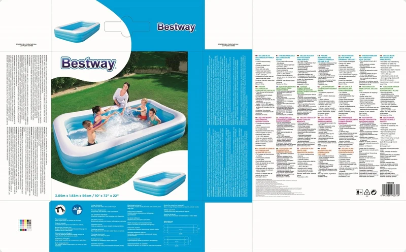 Bestway Deluxe opblaasbaar familiezwembad - 305 cm x 183 cm x 56 cm
