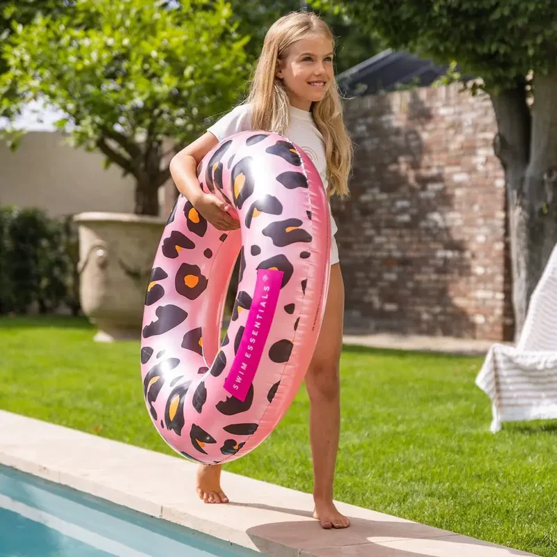 Bouée à imprimé léopard - Rose gold, 90 cm - Swim Essentials