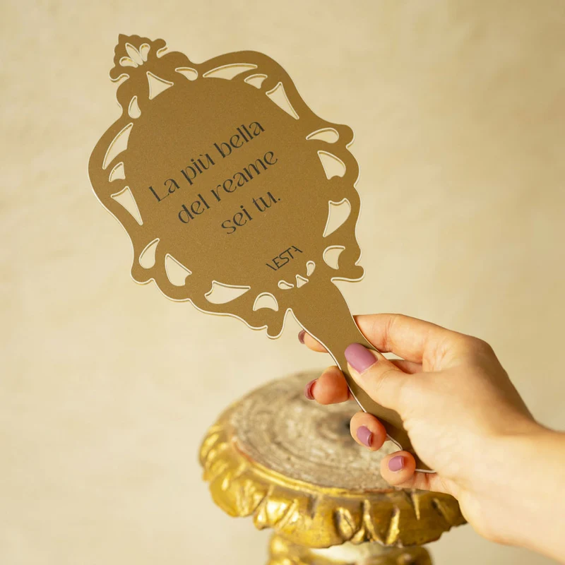 Specchio da Mano Madame Piccolo 13,5x25 cm Oro Vesta