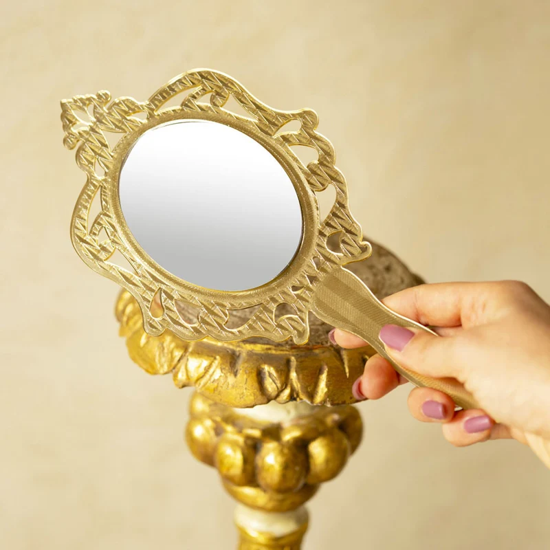 Specchio da Mano Madame Piccolo 13,5x25 cm Oro Vesta