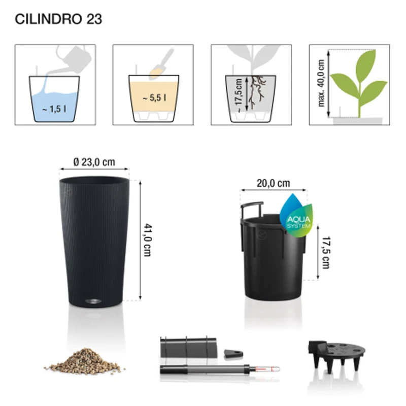 VASO CILINDRO COLOR D23XH41CM ARDESIA OPACO