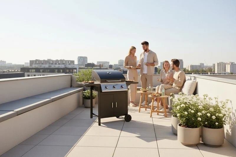 Barbacoa de gas 3 fuegos para jardín y terraza