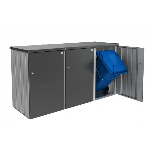 Biohort – Alex contenedor doble de cubos de basura modular con ruedas Gris cuarzo metálico