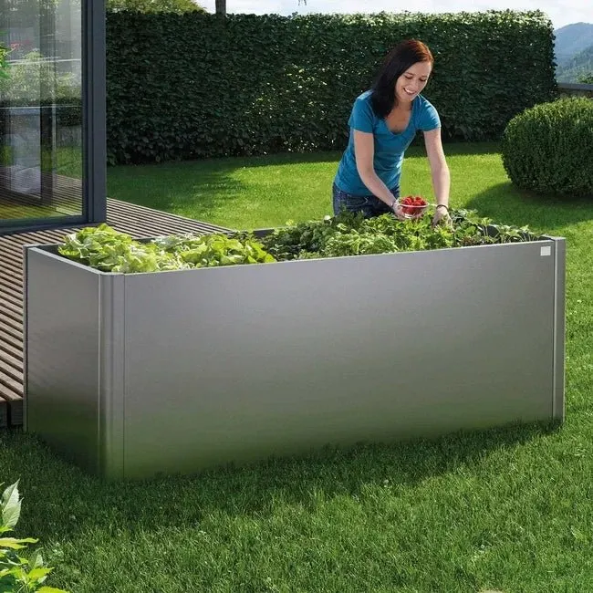 Biohort – Huerto urbano elevado de metal Plata metálica