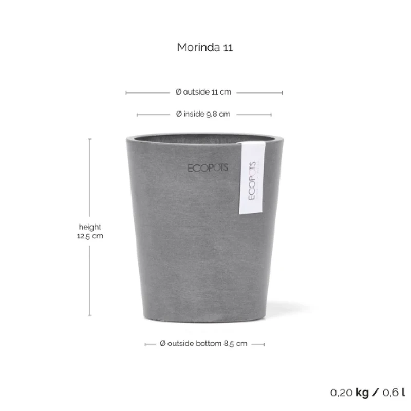 Vaso Per Orchidee Morinda D11 H12.5 Grigio Ecopots