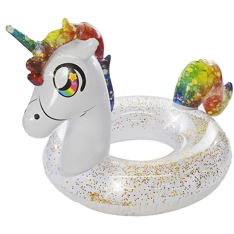 Tube de nage licorne arc-en-ciel scintillante