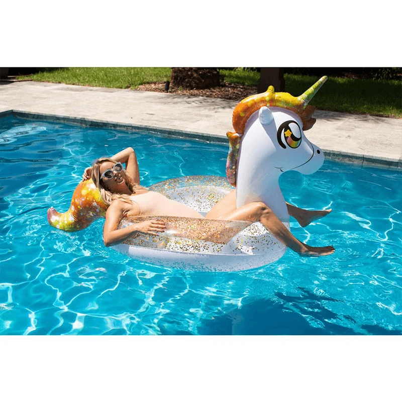 Tube de nage licorne arc-en-ciel scintillante