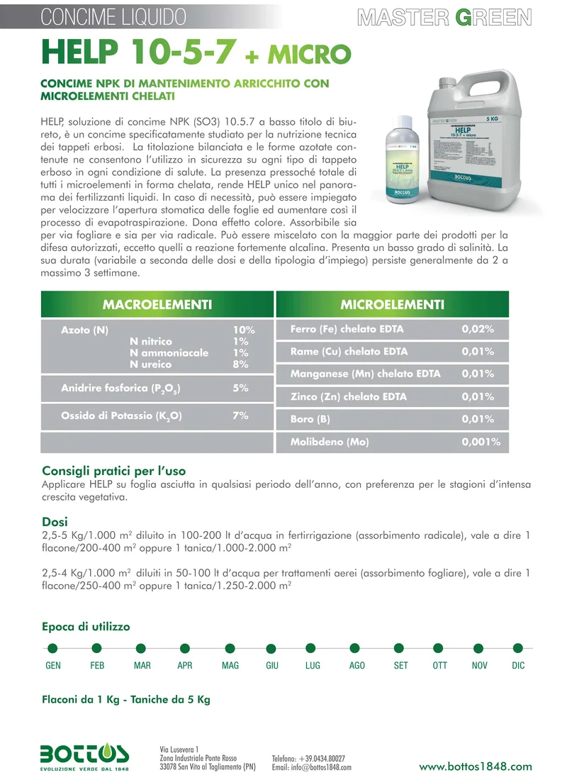 CONCIME DI MANTENIMENTO PER PRATO MASTERGREEN HELP 10-5-7 1KG