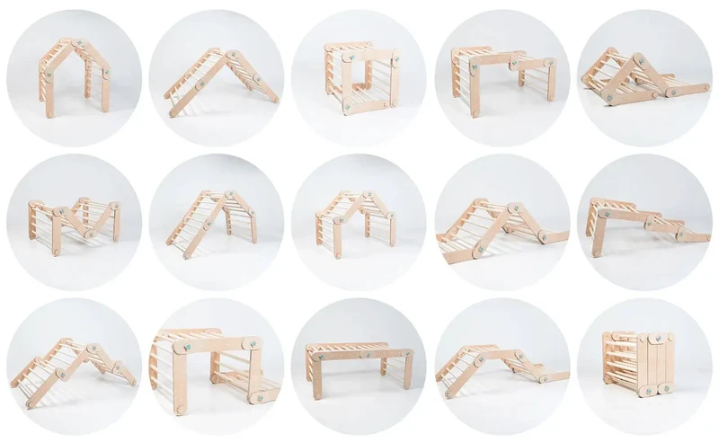 Triangle de Pikler Naturel Modifiable Avec Deux Rampes - Happymoon