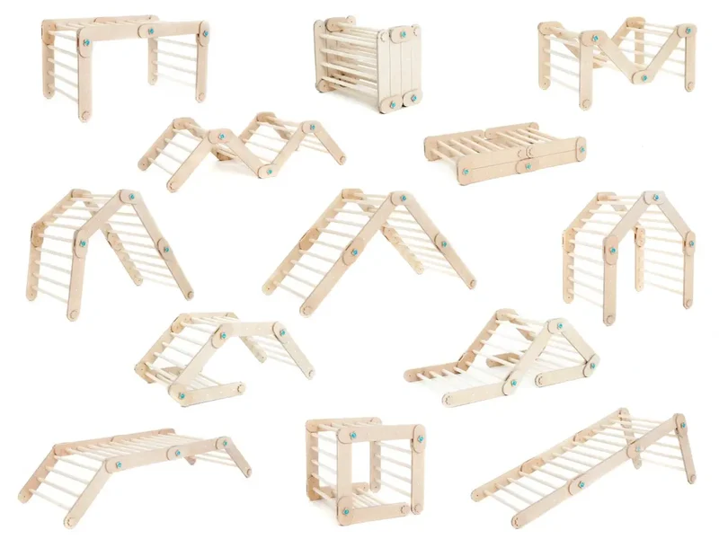 Triangle de Pikler Naturel Modifiable Avec Deux Rampes - Happymoon