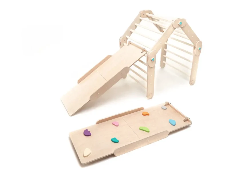 Triangle de Pikler Naturel Modifiable Avec Deux Rampes - Happymoon